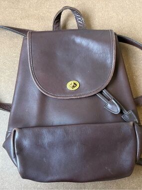 Vintage Coach Brown Leather Large Daypack Backpack
